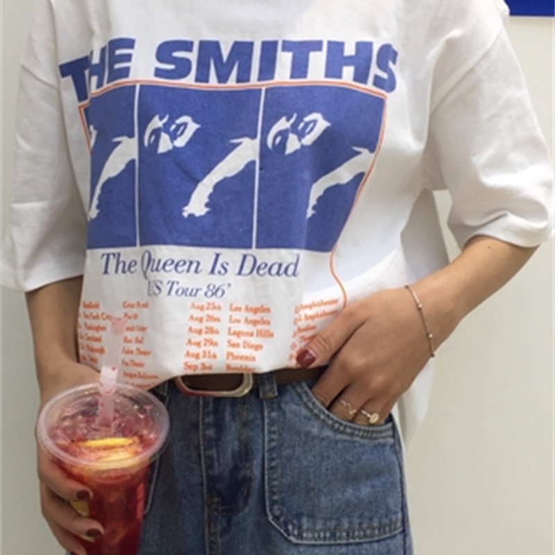 Vintage Letter Printed Causal White Cotton All Match Loose New Fashion Basic Short Sleeve Female T-shirts 210406