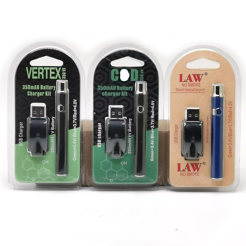 350mah Vertex Vape Battery Starter Blister Kit With USB Charger 510 Thread Oil Cartridge Pen Preheat Voltage Variable VV Batteries Tax Free
350mah Vertex Vape Battery Starter Blister Kit With USB Charger 510 Thread Oil Cartridge Pen Preheat Voltage Variable VV Batteries Tax Free