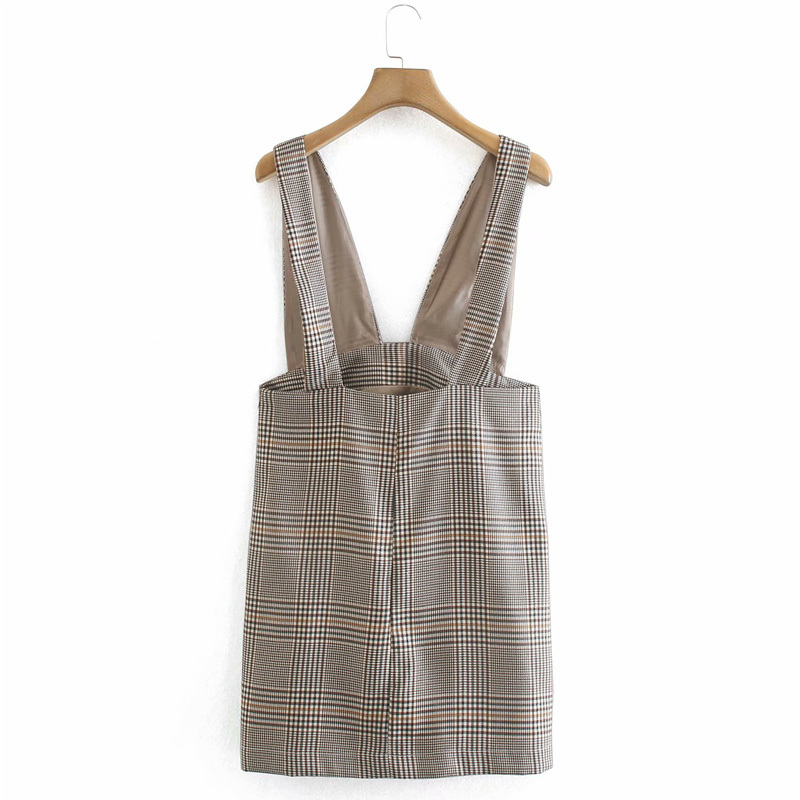 Summer Women Plaid Tank Dress Vintage Sleeveless V-Neck Side Zip Mini Dresses Female Casual Sweet Street Dress vestidos 210331