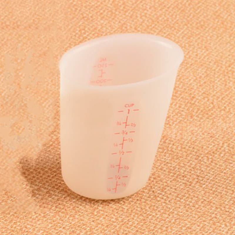 Double Scale 250ML Translucent Soft Chocolate Butter Flour Tools Portable Measuring Cup Silicone Baking Accessories