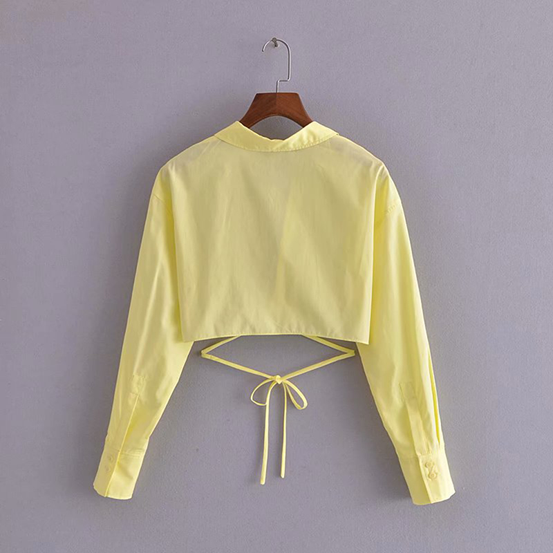 Women Fashion Sexy V Neck Cross Hem Bow Tied Short Smock Blouse Female Long Sleeve Kimono Shirts Chic Blouses Tops 210521