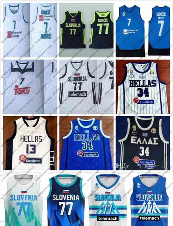 Slovenia basketball 77 Doncic #7 Luka Slovenija Real Madrid Euroleague Giannis G. Antetokounmpo #34 Greece National Hellas jerseys, Black
Slovenia basketball 77 Doncic #7 Luka Slovenija Real Madrid Euroleague Giannis G. Antetokounmpo #34 Greece National Hellas jerseys, Black