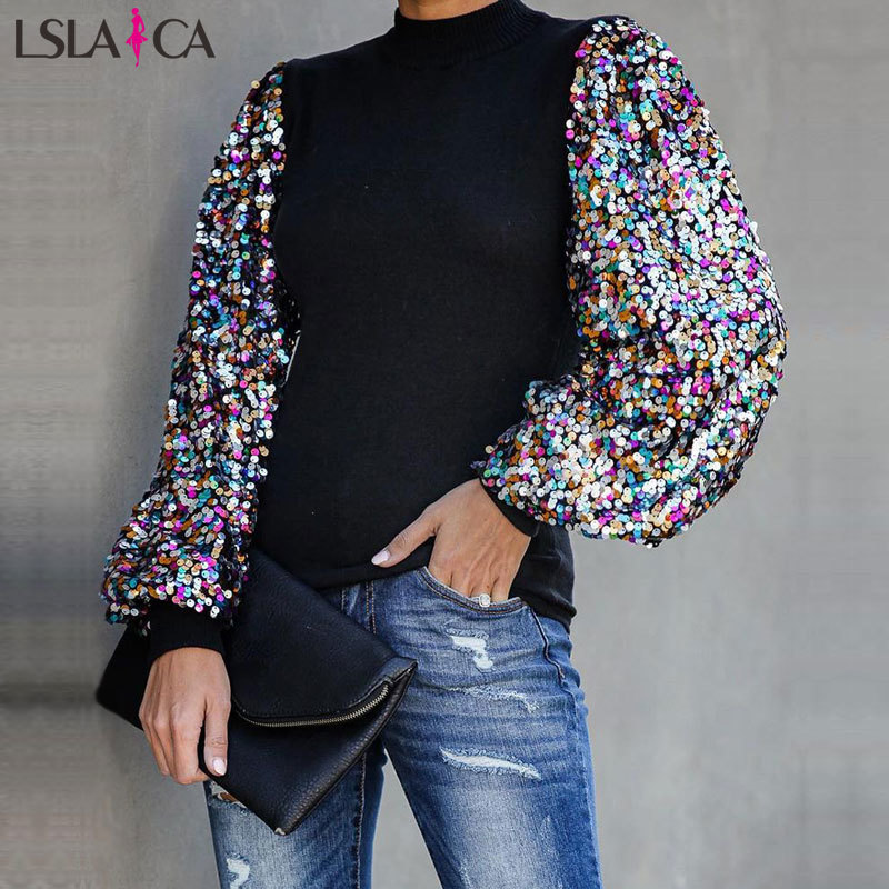 Blouse shirt women lantern sleeve sequin splicing O-neck blouses casual office ladies tops streetwear fashion shirts 210520, Gray
Blouse shirt women lantern sleeve sequin splicing O-neck blouses casual office ladies tops streetwear fashion shirts 210520, Gray