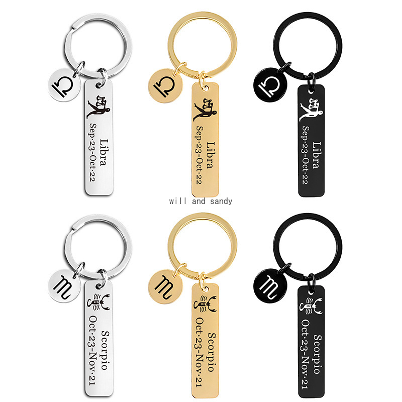 Stainless steel 12 star sign horoscope keychain Gold bar Gemini Taurus Virgo sign month key ring bag hangs fashion jewelry
Stainless steel 12 star sign horoscope keychain Gold bar Gemini Taurus Virgo sign month key ring bag hangs fashion jewelry