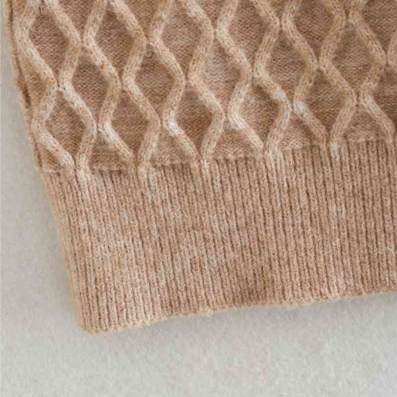 Streetwear Women O-Neck Sweater Vests Fashion Ladies Looses Knitted Tanks Causal Female Chic Solid Khaki Pullovers 210430