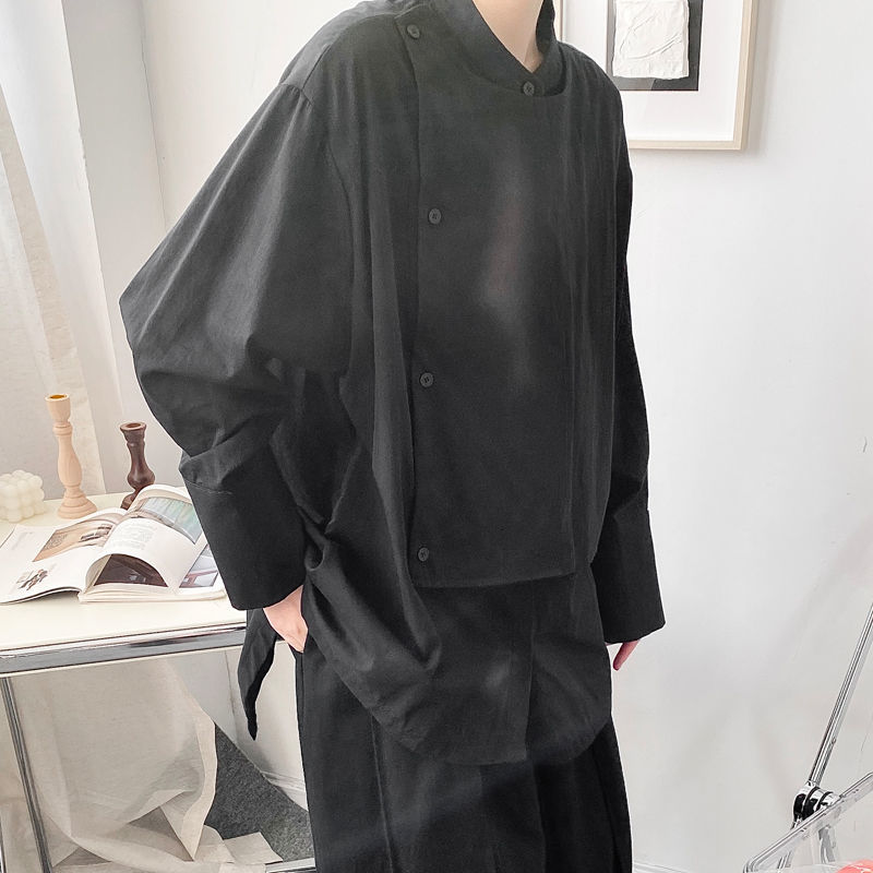 Spring niche dark art asymmetric irregular loose deconstruction shirt men's and women's sc37 p70 210524