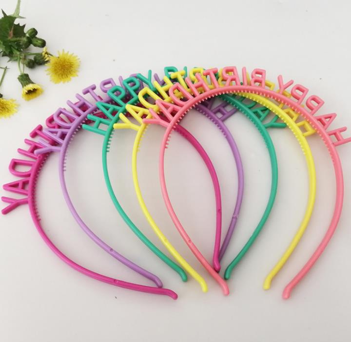 Happy Birthday Headbands Boy Girl Adults Tiara Crown Letter Hairband Party Headwear Hair Hoop Headpieces Plastic Candy Colors