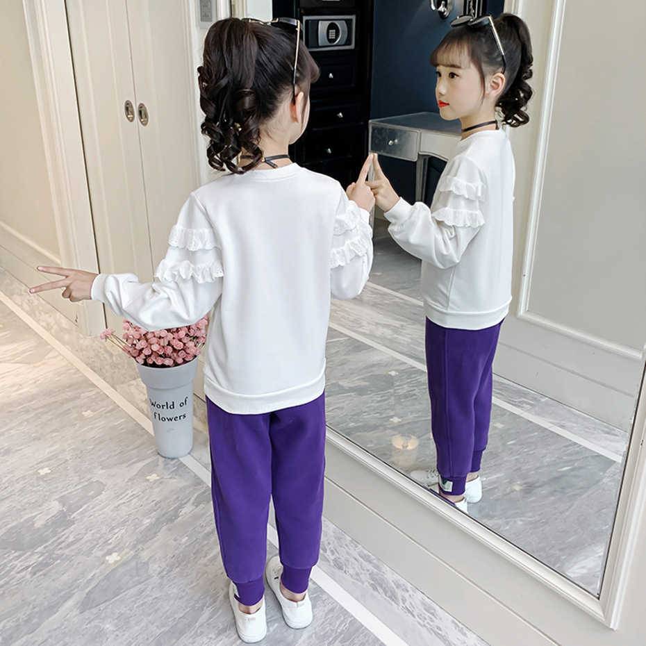 Girls Sweatshirts Lace Flral Children's Clothing Letter Pattern Baby Hoodies Clothes for Kids 210527