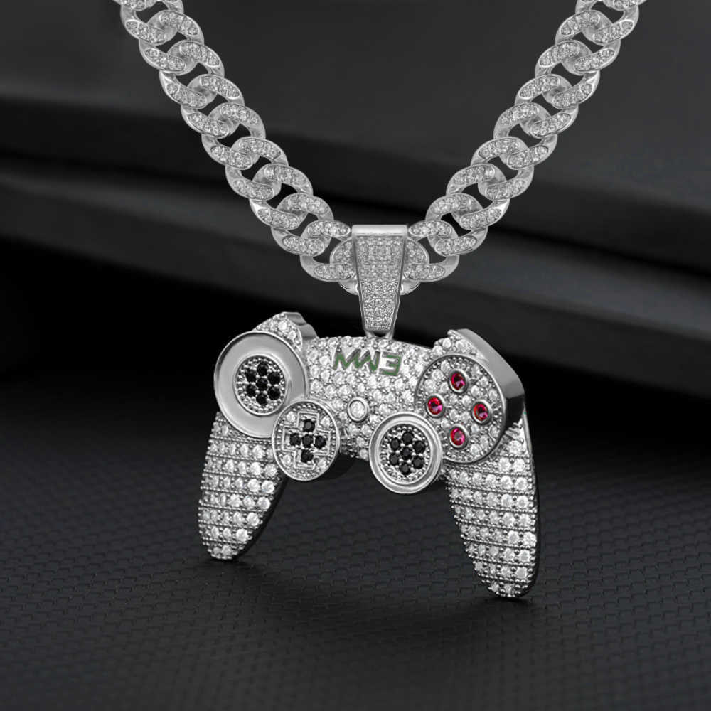 Hip Hop Iced Out Chain Pendant Necklace Gold Silver Color Punk Game Controller Handle Rhinestones Cuban Link Chain Necklaces Men X0707
Hip Hop Iced Out Chain Pendant Necklace Gold Silver Color Punk Game Controller Handle Rhinestones Cuban Link Chain Necklaces Men X0707