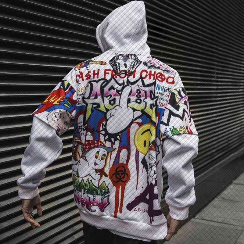 Autumn and winter new full body graffiti printed Hooded Sweater men' high street fashion hip hop loose top, White
Autumn and winter new full body graffiti printed Hooded Sweater men' high street fashion hip hop loose top, White