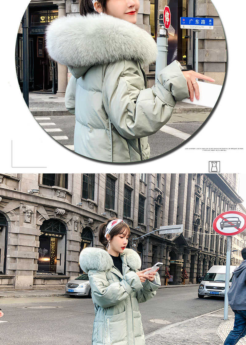 High quality Winter Women Coat Down Jacket Fashion Real fur collar 90% White Duck down Hooded Long Warm Outwear 210819