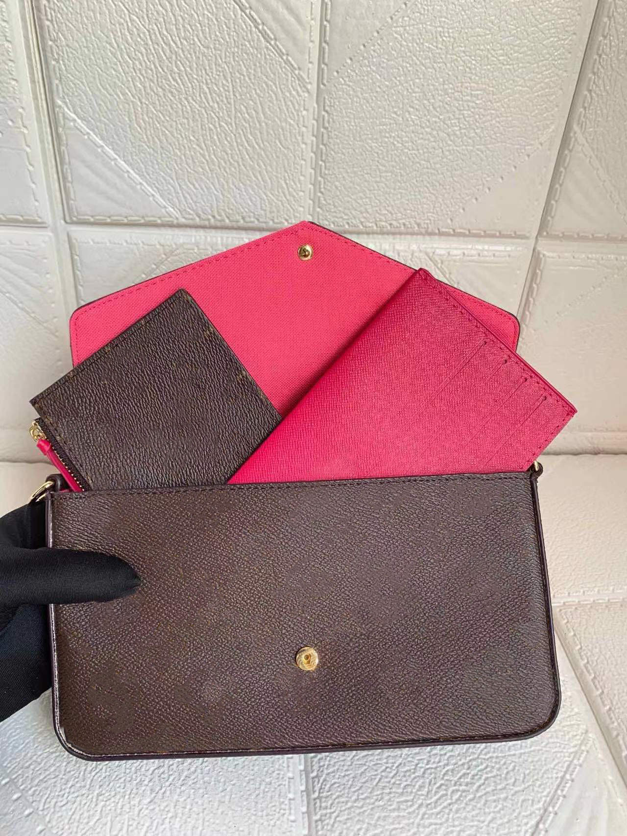 L61276 V Fashion Shoulder Bag Crossbody Bags Women's Handbags Wallets Card Holders Handbag Mini Wallets, Peach#61276