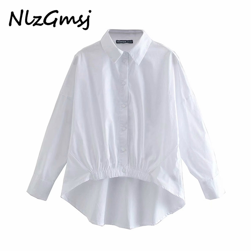 Blouse women Fashion asymmetric poplin shirt Vintage lapel collar Long sleeve hem with elastic shirts Female top 210628, As picture
Blouse women Fashion asymmetric poplin shirt Vintage lapel collar Long sleeve hem with elastic shirts Female top 210628, As picture