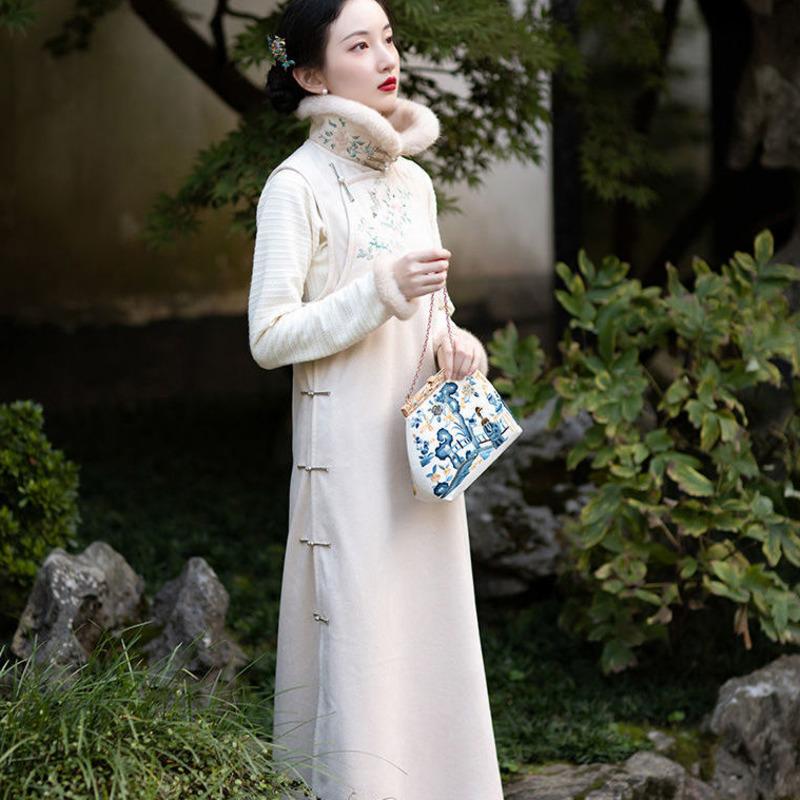 Ethnic Clothing Chinese Style Long Vest Dress Cheongsam Women Modern Qipao Girl Thick Sleeveless Party Autumn Winter Vestido Chino Vintage
Ethnic Clothing Chinese Style Long Vest Dress Cheongsam Women Modern Qipao Girl Thick Sleeveless Party Autumn Winter Vestido Chino Vintage