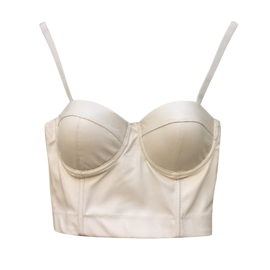 Summer Ladies Leather Celebrity Runway Party Top Red Black White Sexy Sleeveless Fashion Club Bodycon Camis 210423