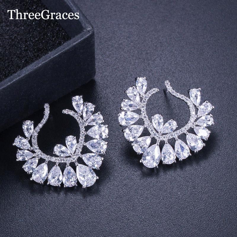 Stud ThreeGraces Brand White Gold Color Luxury Big CZ Crystal Wedding Earrings Fashion Party Jewelry For Women ER105, Golden;silver
Stud ThreeGraces Brand White Gold Color Luxury Big CZ Crystal Wedding Earrings Fashion Party Jewelry For Women ER105, Golden;silver