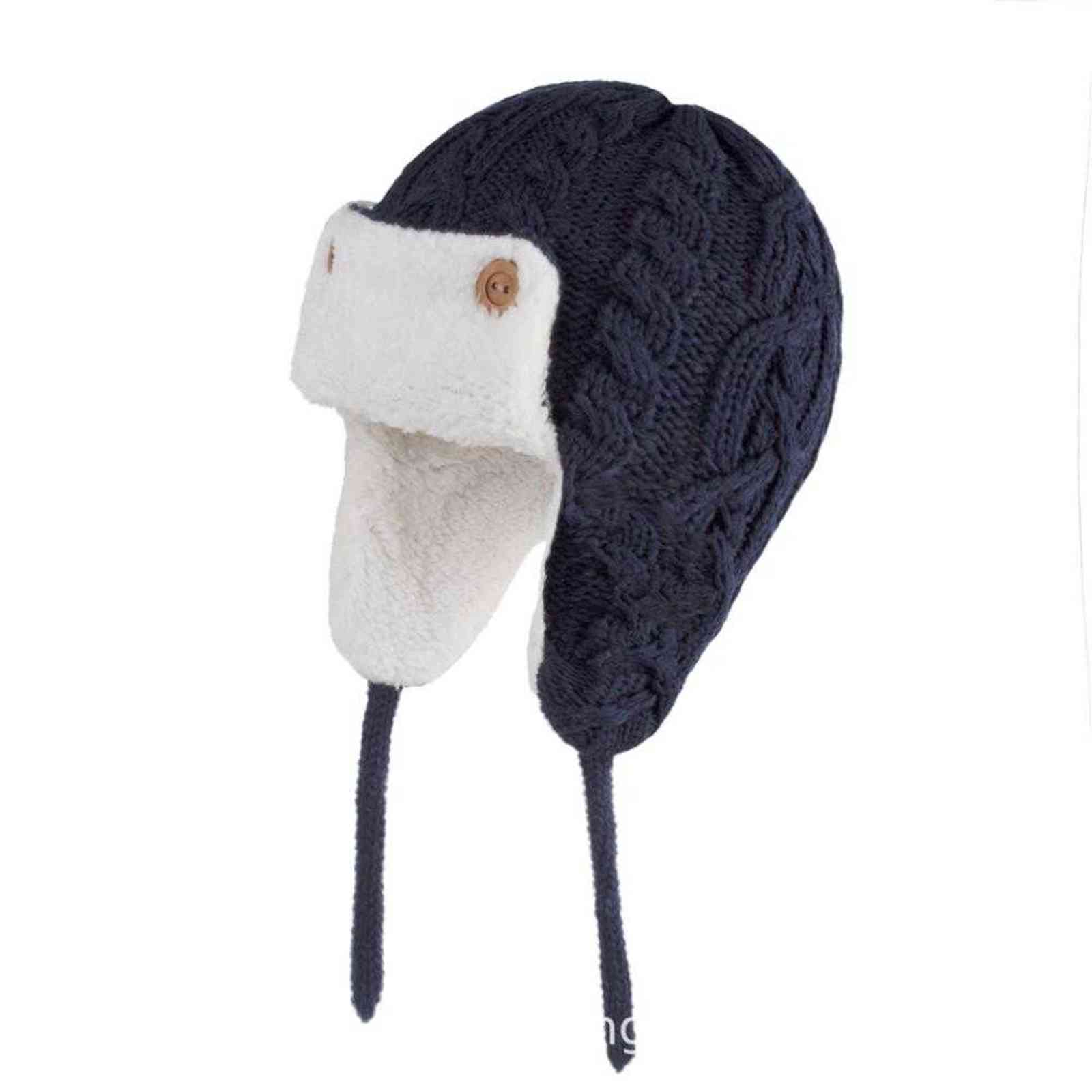 Winter Baby Bomber Hat Cotton Knit Kids Beanie Caps for Boys and Girls with Fleece Lining Children 211126