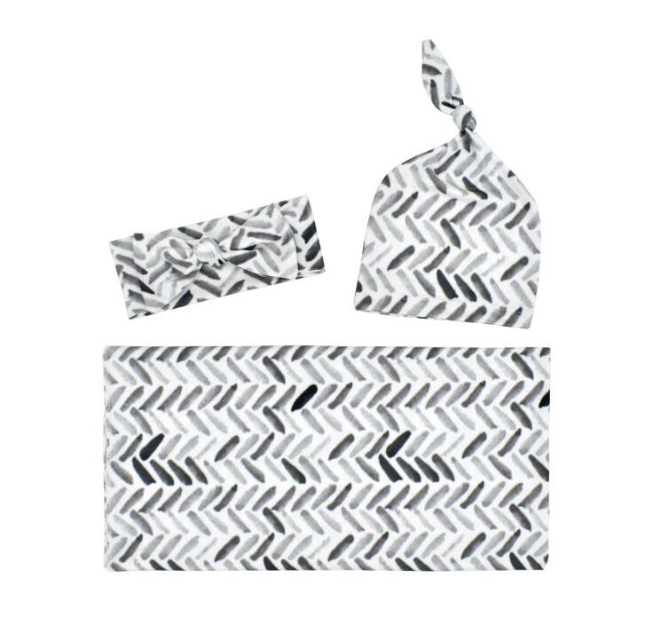 Newborn Baby Swaddle Blanket Bow Headband Hat 3 pcs Sleeping Bags Wrap INS Toddler Cartoon Dinosaur Sleep Sacks Shark Photography Prop GC234