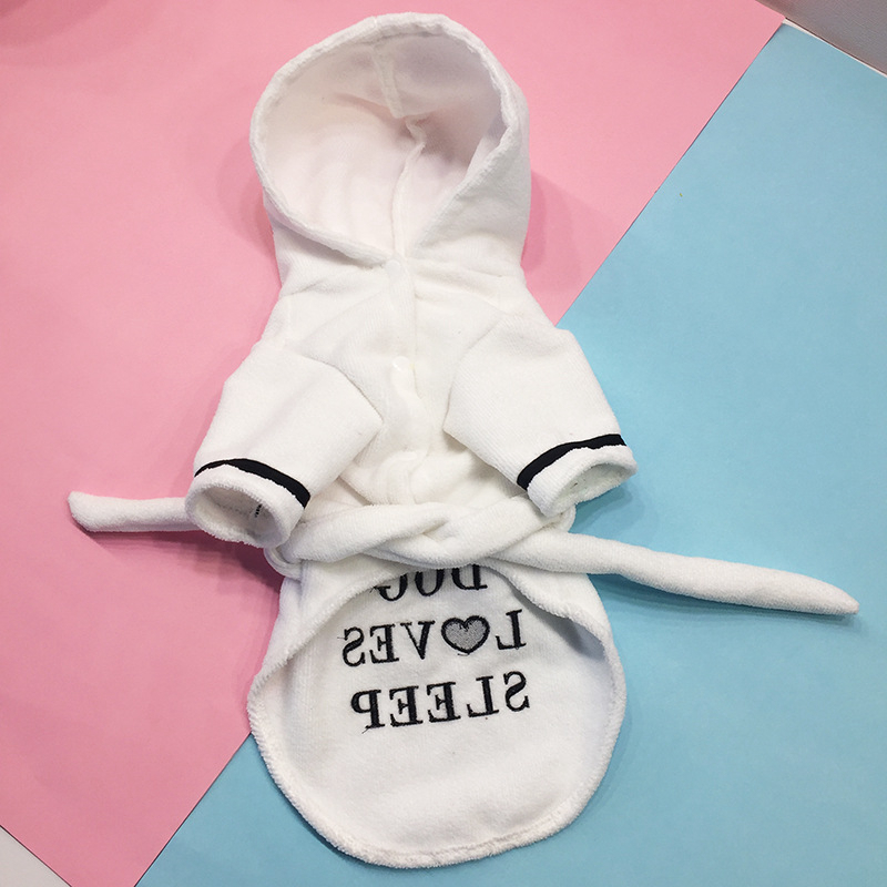 free shipping Pet Bathrobe with Hood Thickened Soft Cotton Apparel Dog Pamas Quick Drying and Super Absorbent Night Gown Bath Robe for Small Medium Do