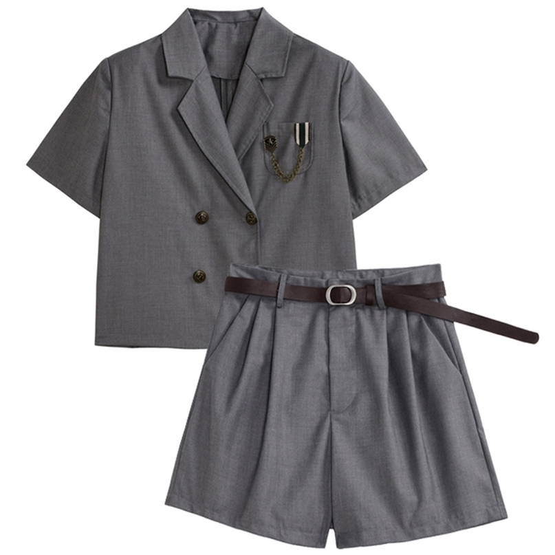 Vintage Chic 2 Pcs Women Set Notched Collar Chains Patchwork Design Coat Tops + Casual Simple Solid Shorts Bm Suit with Belt 210519, Black
Vintage Chic 2 Pcs Women Set Notched Collar Chains Patchwork Design Coat Tops + Casual Simple Solid Shorts Bm Suit with Belt 210519, Black