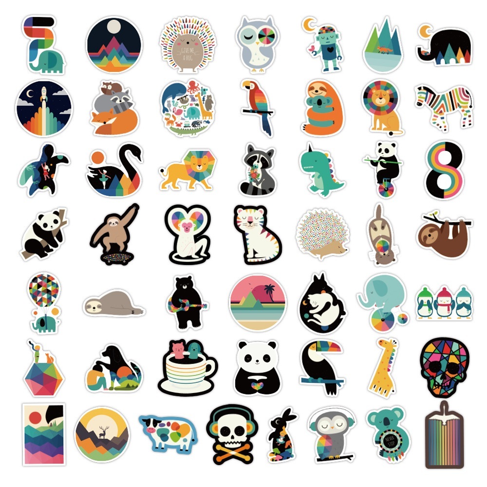 Car sticker 10/50/100pcs Cute Vsco Girl Animal Stickers for Laptop Luggage Phone Case Kids Random Kawaii Cartoon Vinyl Graffiti Decals