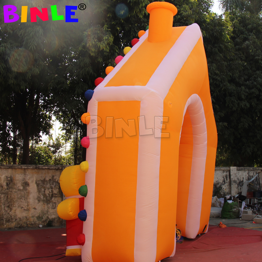 Giant Inflatable Gingerbread House With LED Lights Christmas Airblown Archway Arch Gate For Outdoor Yard Garden Lawn Decoration