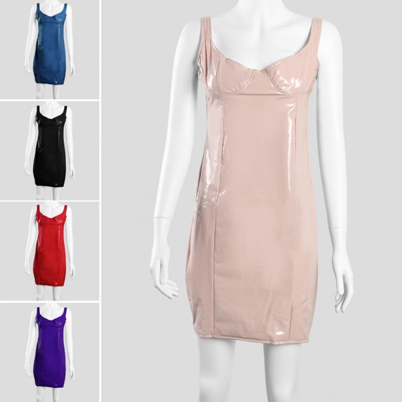 Casual Dresses Women Latex Faux Leather Bodycon Mini Dress 2021 Summer Sleeveless Strap Sexy Club Vestido, Sapphire blue
Casual Dresses Women Latex Faux Leather Bodycon Mini Dress 2021 Summer Sleeveless Strap Sexy Club Vestido, Sapphire blue