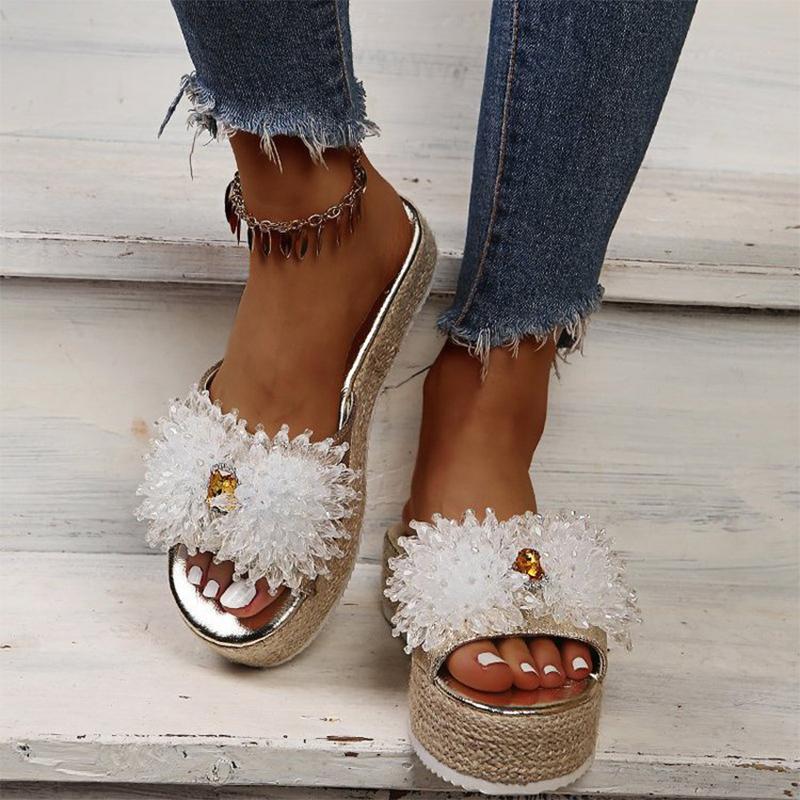 Sandals Women's Woven Rope Platform Shoes Beaded Rhinestone Bling Slippers Women Open Toe Casual Beach, Black
Sandals Women's Woven Rope Platform Shoes Beaded Rhinestone Bling Slippers Women Open Toe Casual Beach, Black