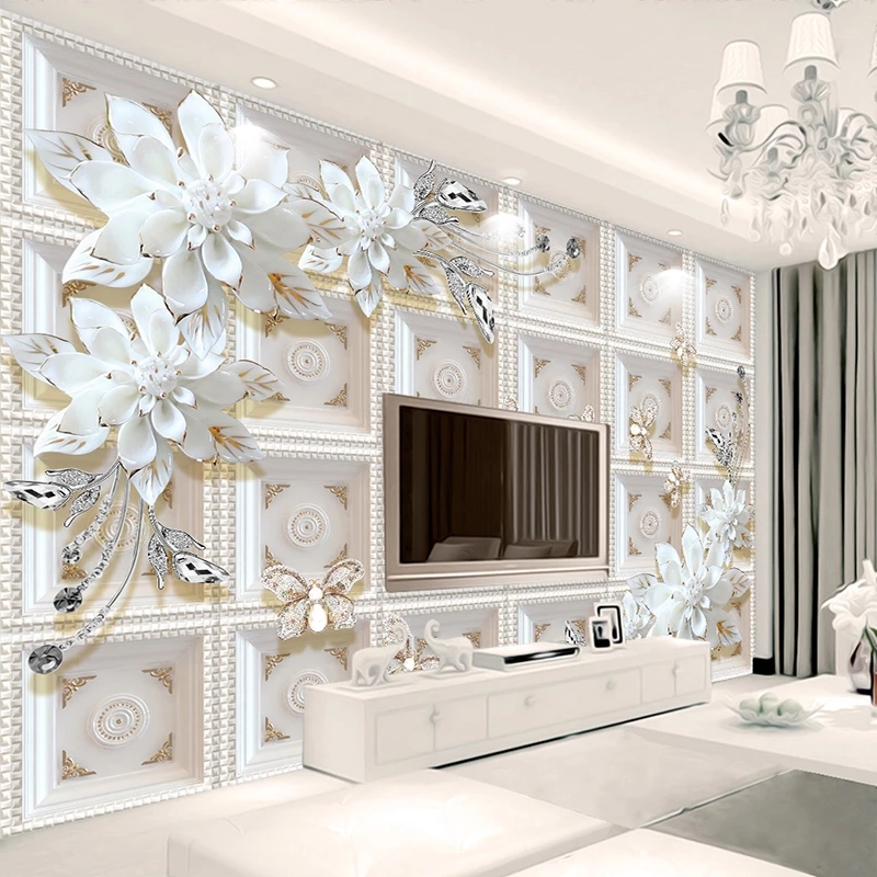 Custom Murals Wallpaper Wall Painting Stereoscopic Relief Jewelry Flowers Living Room TV Backdrop, White
Custom Murals Wallpaper Wall Painting Stereoscopic Relief Jewelry Flowers Living Room TV Backdrop, White