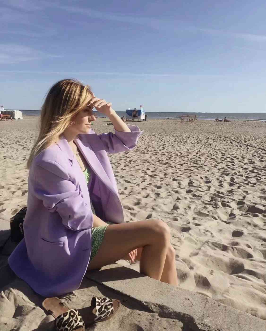 Wonder Basic jacket Loose blazer Casual Chic Single Breasted Vintage Pocket Purple coat Outwear 210510