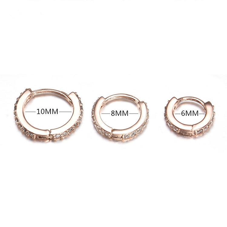 6mm/8mm/10mm Small Hoop Earrings For Women Men Gold Silver Color Simple Minimal Tiny Cz lage Ear Piercing & Huggie