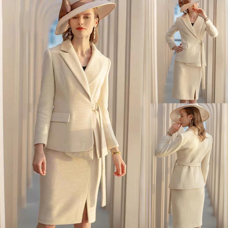 Two Piece Dress France Style Elegant Women Suits Custom Made Peaked Lapel Woolen Blazer With Belt Office Lady Daily Party JacketTwo, Green
Two Piece Dress France Style Elegant Women Suits Custom Made Peaked Lapel Woolen Blazer With Belt Office Lady Daily Party JacketTwo, Green