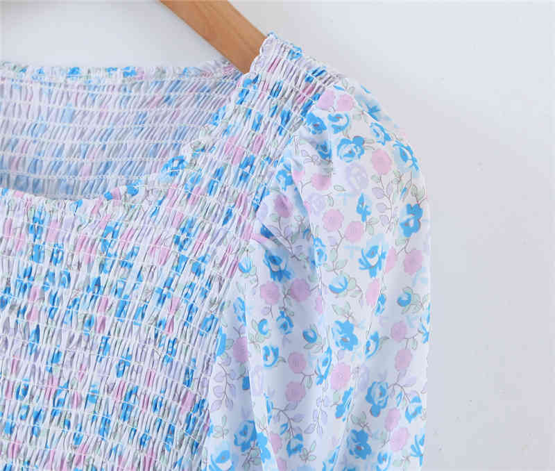 Summer Blogger Style Lovely Chic Floral Print Mini Dress Women Sweet Ruffles O-neck Tight Dresses Female 210514