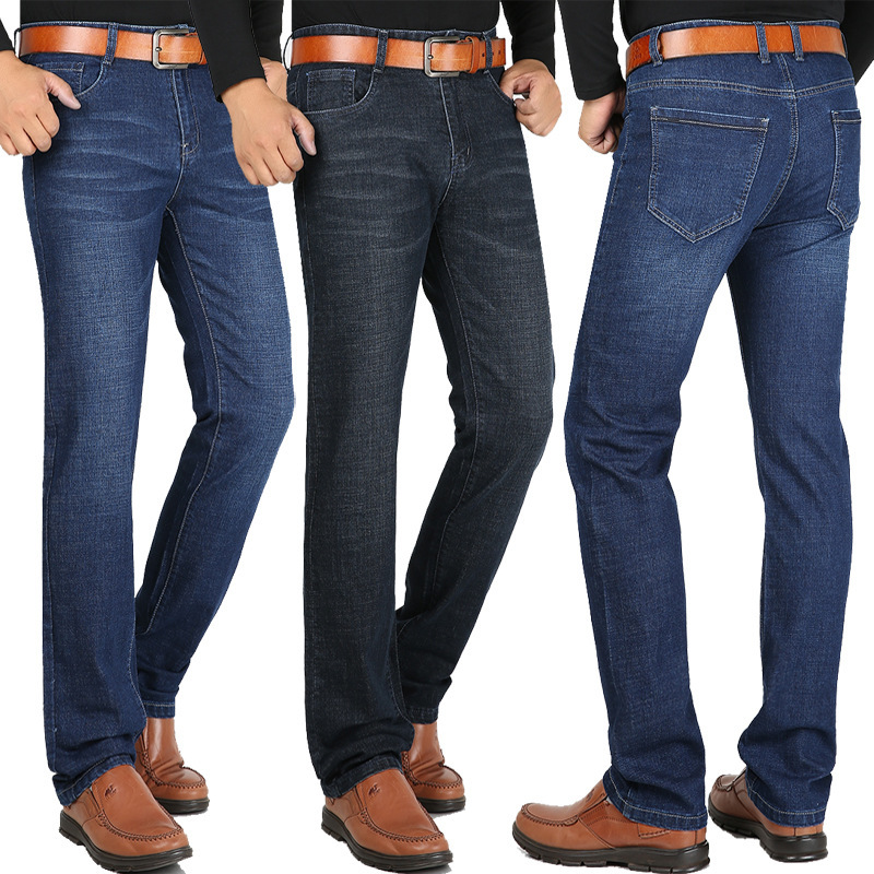 Men's Jean Straight Leg High Waist Classic Vintage Pant Denim Fabric Blue Business Style Trouser Autumn Stretch Casual Jean Male 210518, 06
Men's Jean Straight Leg High Waist Classic Vintage Pant Denim Fabric Blue Business Style Trouser Autumn Stretch Casual Jean Male 210518, 06
