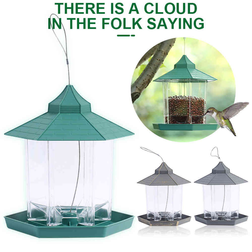 Hanging Wild Bird Feeder Outdoor Bird Feeders Food Container Gazebo Bird Feeder For Garden Yard Decoration And Kids