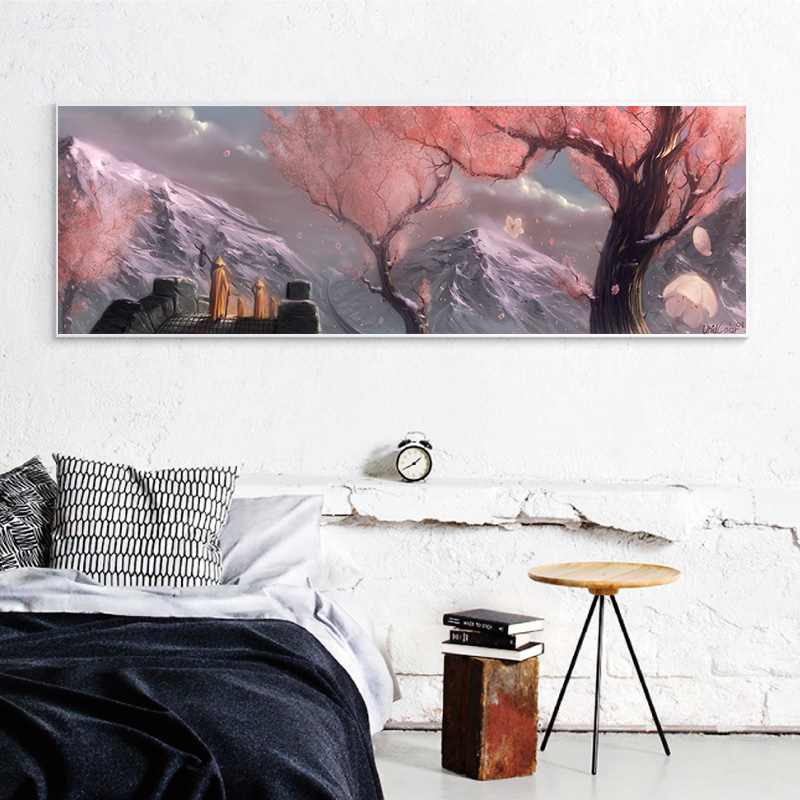 Nordic Poster Pink Trees Abstract Beautiful Landscape Canvas Painting For Living Room Bedside Wall Decorations Modern Home Decor