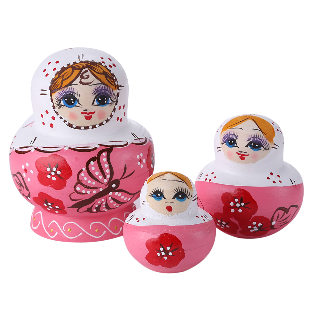 10layer Matryoshka Nesting Doll Wooden Russian classicMini 10layer Butterfly Girl Dolls Pure Handicrafts Home Decoration327W