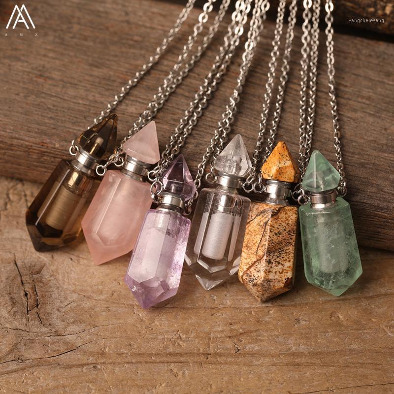 Fashion Women Small Natural Stone Perfume Bottle Pictures Jaspers White Roses Quartz Pendant Essential Oil Necklace Jewelry Gift Chains
Fashion Women Small Natural Stone Perfume Bottle Pictures Jaspers White Roses Quartz Pendant Essential Oil Necklace Jewelry Gift Chains