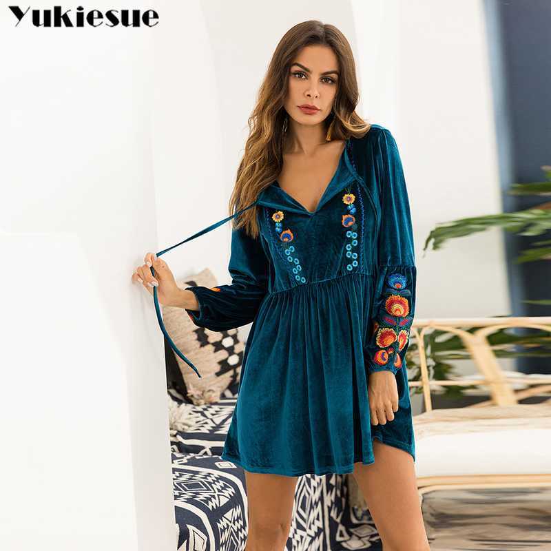 Elegant green Velvet autumn dress female sexy bodycon long sleeve es embroidery work party lady for women vestitos 210608, Blue
Elegant green Velvet autumn dress female sexy bodycon long sleeve es embroidery work party lady for women vestitos 210608, Blue