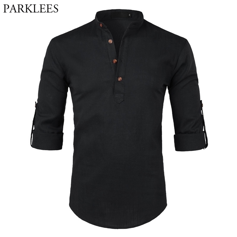 Black Cotton Linen Shirt Men Autumn Rolled Up Sleeve Mens Casual Dress Slim Fit Henley Male Chemise Homme 210721, Wine red
Black Cotton Linen Shirt Men Autumn Rolled Up Sleeve Mens Casual Dress Slim Fit Henley Male Chemise Homme 210721, Wine red