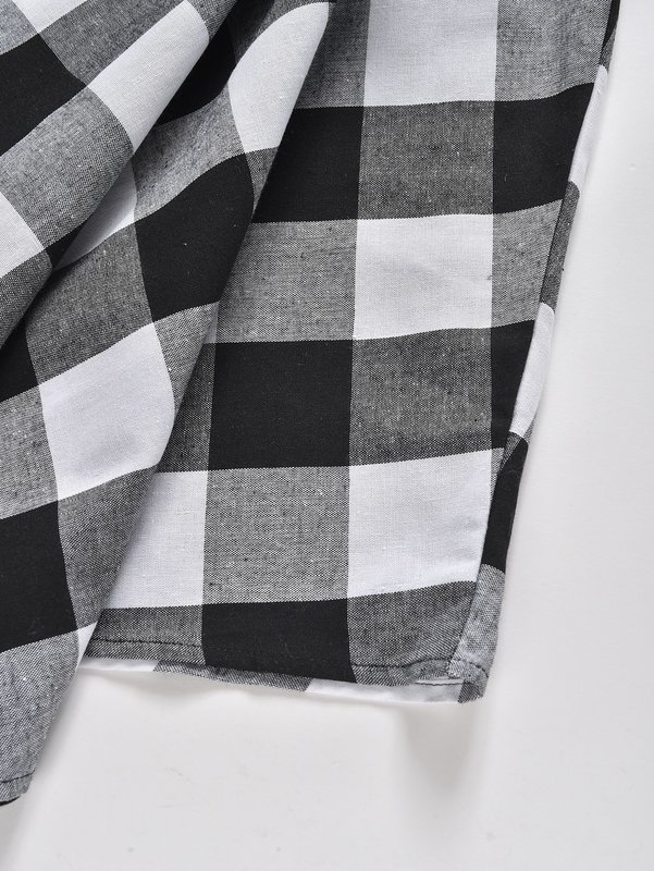 Girls Buffalo Plaid Print Hanky Hem Belted Dress SHE