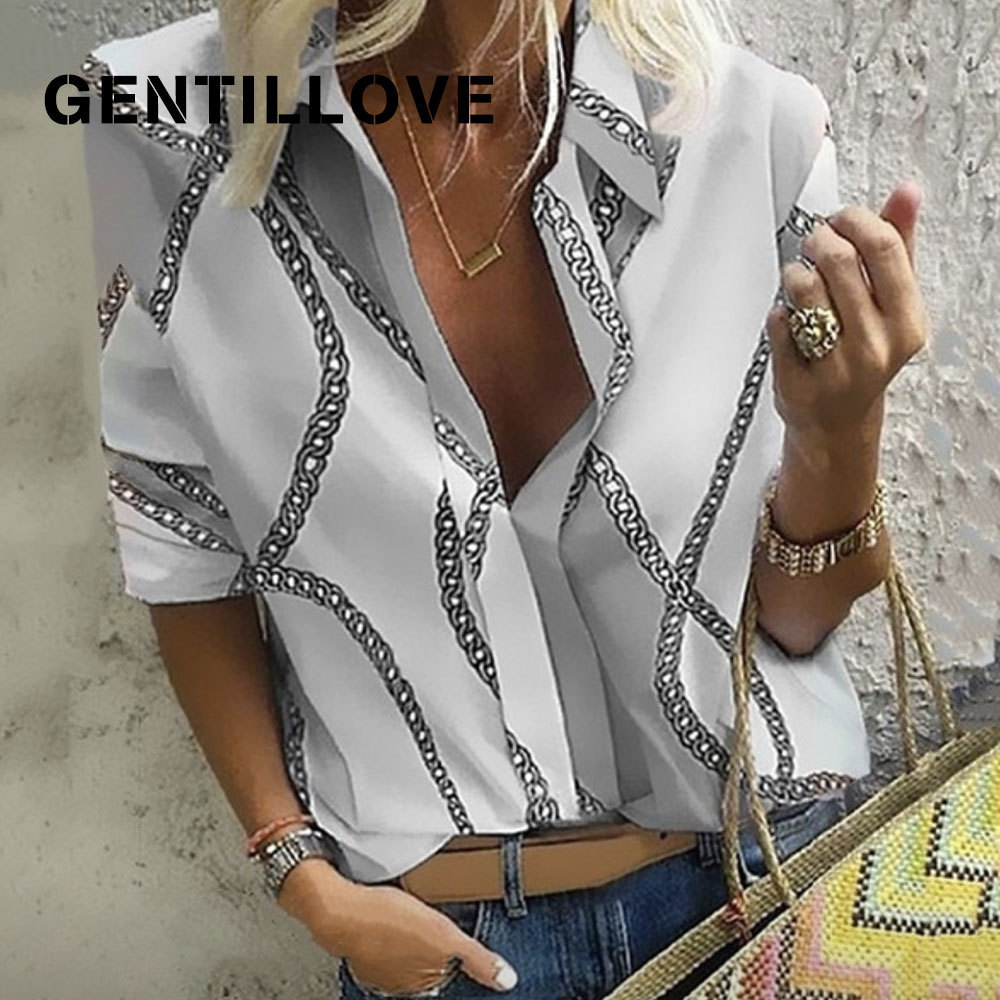 Gentillove Elegant Long Sleeve Chain Print Blouse Casual Turn-down Collar Work Tops Plus Size Office Lady Shirt Oversized Tunic 210421, White
Gentillove Elegant Long Sleeve Chain Print Blouse Casual Turn-down Collar Work Tops Plus Size Office Lady Shirt Oversized Tunic 210421, White