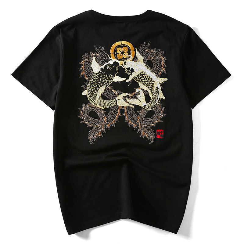 Men Tshirt Harajuku Modis Chinese Men embroidery Koi t shirt Streetwear Hip Hop Tshirts Japanese Short Sleeve Tees Top 4XL 210527, Black
Men Tshirt Harajuku Modis Chinese Men embroidery Koi t shirt Streetwear Hip Hop Tshirts Japanese Short Sleeve Tees Top 4XL 210527, Black