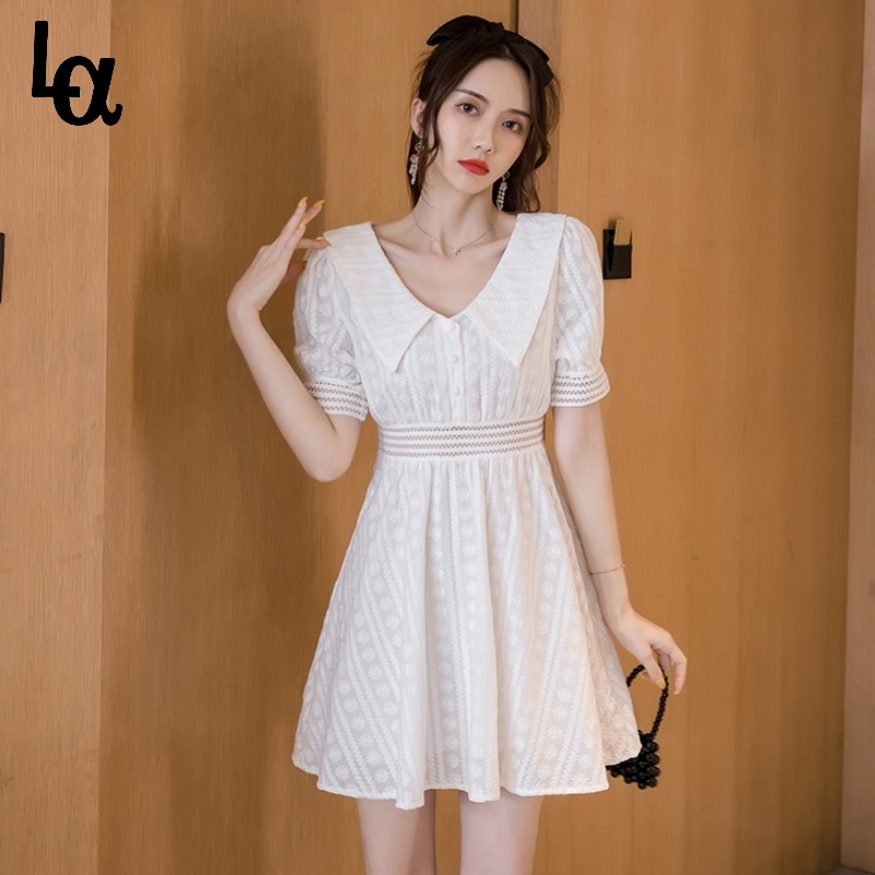 Summer Vintage A-Line Mini Dress Women Peter pan Collar Puff Sleeve High Waist Retro Solid Vestidos Female Clothing 210519, White
Summer Vintage A-Line Mini Dress Women Peter pan Collar Puff Sleeve High Waist Retro Solid Vestidos Female Clothing 210519, White
