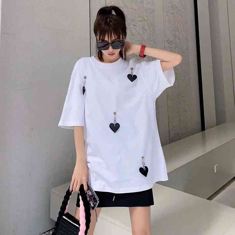 VGH White Casual Loose T Shirt For Women O Neck Short Sleeve Patchwork Hit Color T Shirts Female Summer Fashion Clothes New 210421
