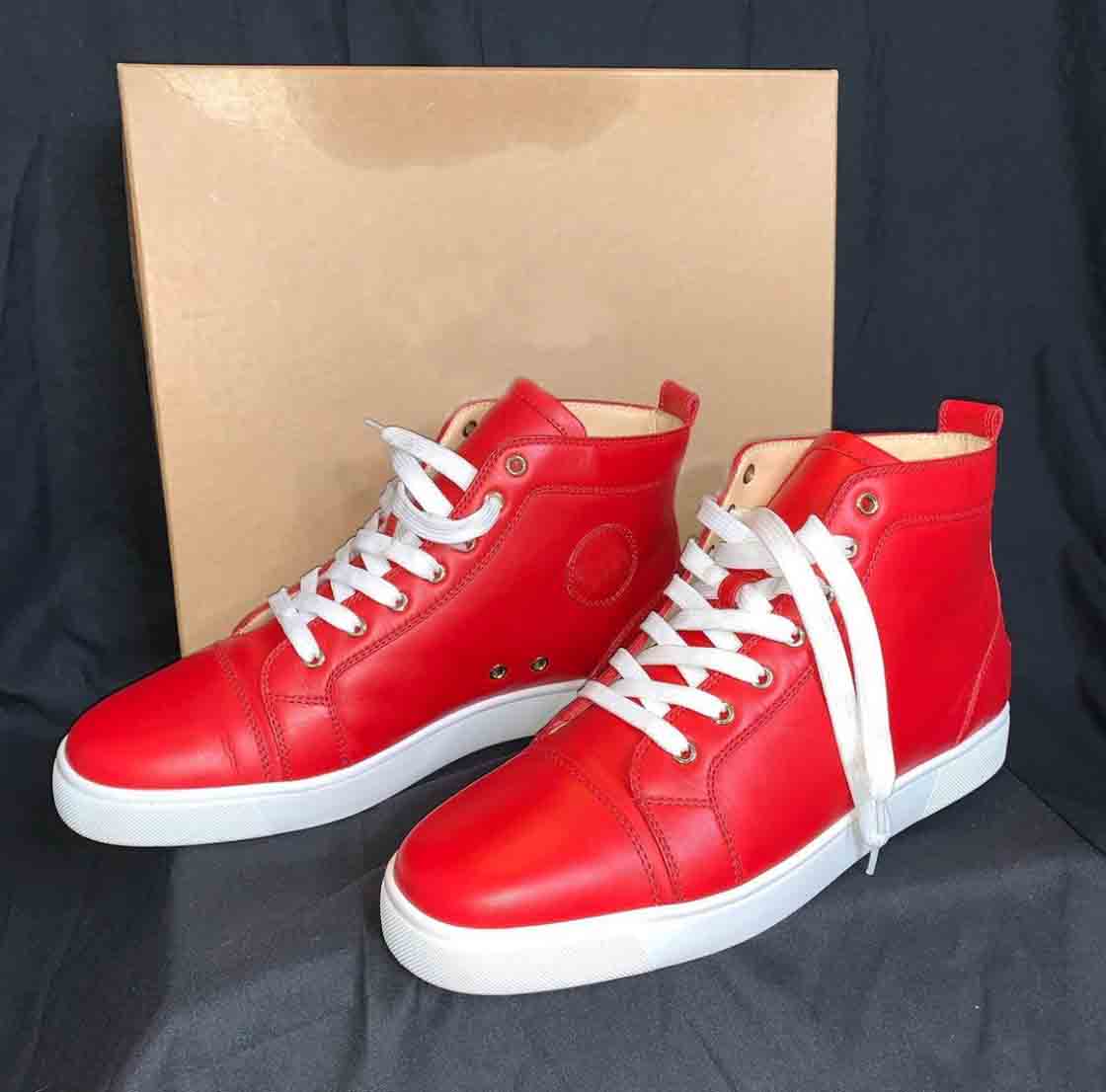 Luxurys designs Men's High Tops Sneakers Red Bottom shoes junior without spikes paris reds sole leather trainers Mens wedding party dress, Black
Luxurys designs Men's High Tops Sneakers Red Bottom shoes junior without spikes paris reds sole leather trainers Mens wedding party dress, Black