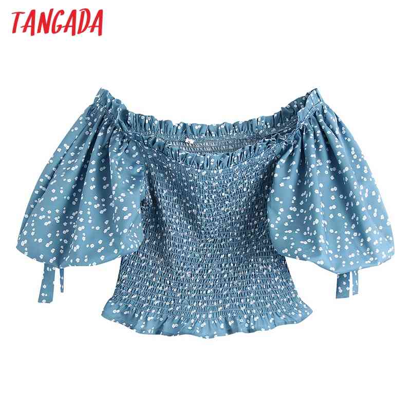 Women Retro Floral Print Crop Short Sleeve Summer Chic Female Sexy Slim Shirt Tops 6Z68 210416