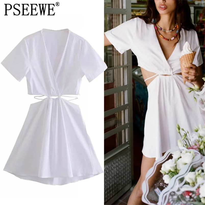 Dress Women Cut Out White Short es Woman Summer Fashion Sleeve Mini Chic Tied Sexy es 210519
Dress Women Cut Out White Short es Woman Summer Fashion Sleeve Mini Chic Tied Sexy es 210519