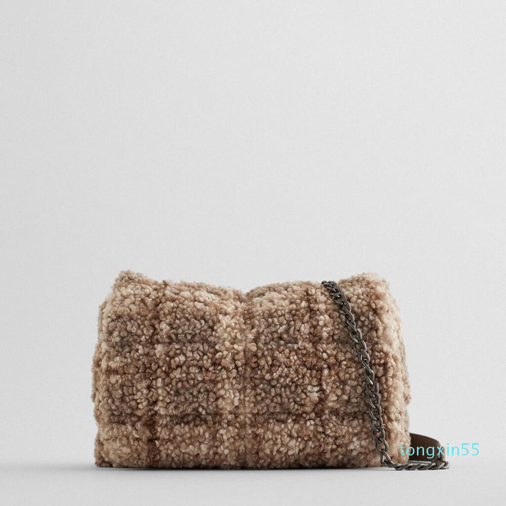 Fashion Lambswool Women Shoulder Bags Designer Plaid Chains Messenger Bag Luxury Faux Fur Crossbody, Brown
Fashion Lambswool Women Shoulder Bags Designer Plaid Chains Messenger Bag Luxury Faux Fur Crossbody, Brown