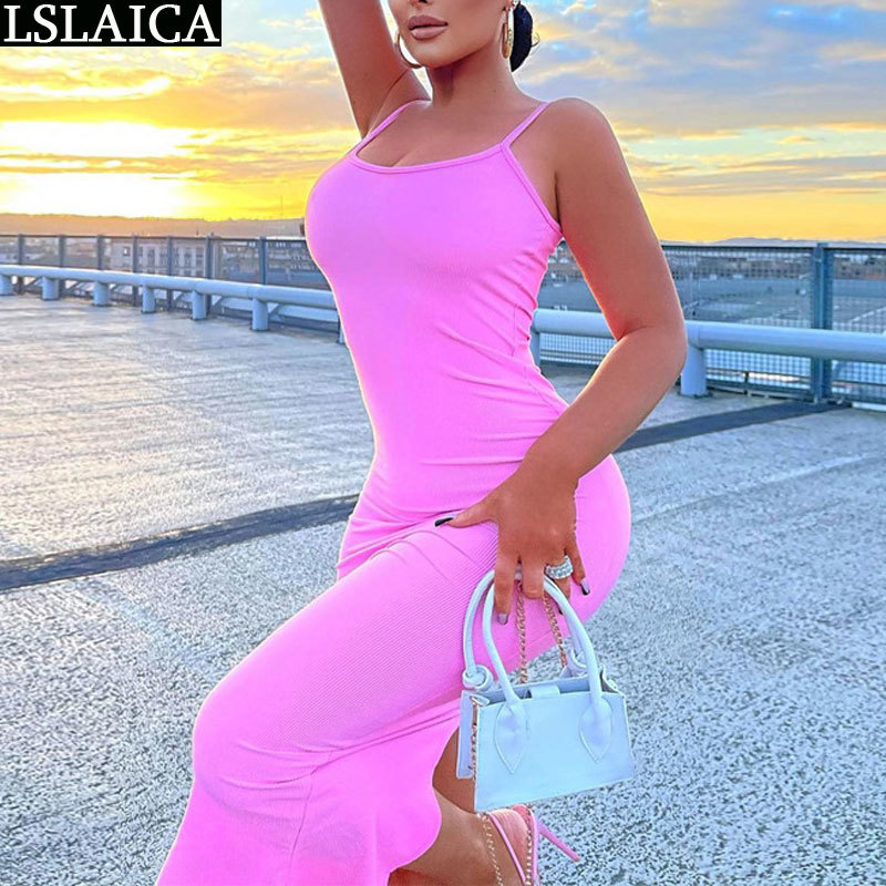 Summer Women Dress Fashion Sexy Backless Strap Wholesale Skinny Solid Color Sleeveless & Club es for 210520, Pink
Summer Women Dress Fashion Sexy Backless Strap Wholesale Skinny Solid Color Sleeveless & Club es for 210520, Pink
